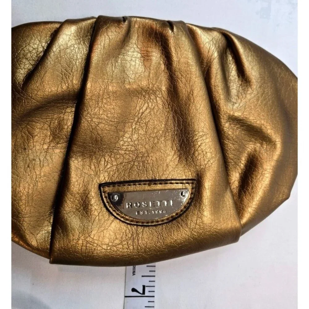Clutch Bag Copper Metallic by Rosetti Faux Leather Zip Closure Formal or Casual
